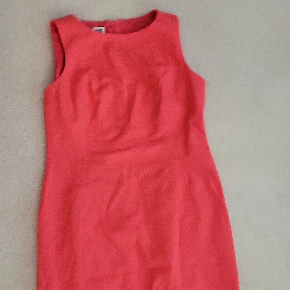 Anne Klein Coral Midi Dress Crew Neck Sleeveless